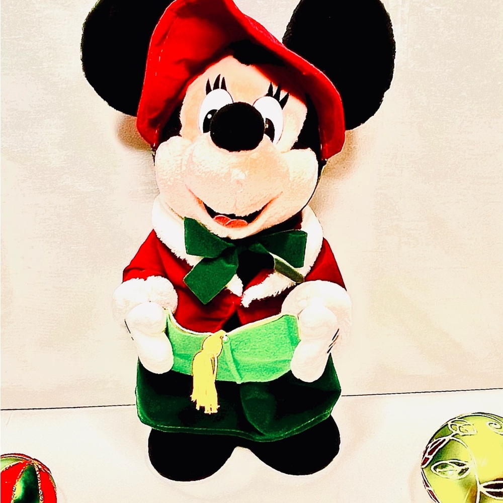 Disney Minnie & Mickey Mouse Plush Standing Carolers 17” Like New! - Picture 5 of 13